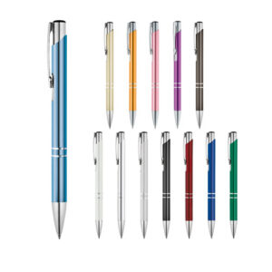 Penna a sfera in alluminio con clip e finitura metallica-MK-91311