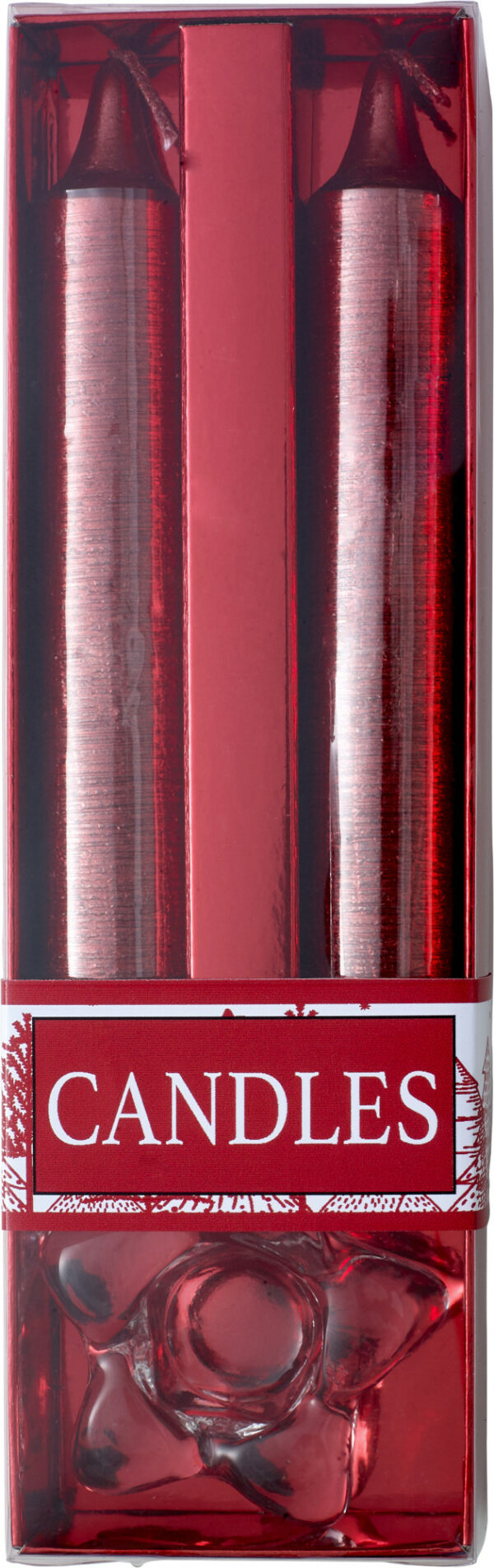 Kit candele glitterate natalizie, supporto di vetro Alexia-MK-GV8217