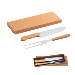 SALSA Set per barbecue composto da 2 utensili in bambú e acciaio inossidabile-MK-54139