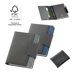 RUSSEL Copertina in PU e tessuto in poliestere con block notes A5 con pagine semplici-MK-93788