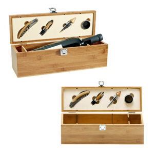 SYRAH Set da vino in bambù, zinco e acciaio inox-MK-94189
