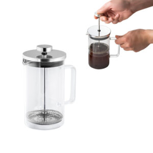 JENSON Caffettiera in vetro borosilicato e acciaio inox 600 mL-MK-94237