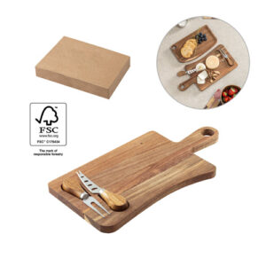 CASSIA Tagliere per formaggi in legno di acacia con manico in cotone, realizzato con materiale certificato FSC™ e altri materiali controllati-MK-94293