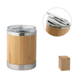 LYCKA Bicchiere in acciaio inox e bambù 350 mL-MK-94761