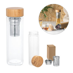 MAKAROVA Borraccia in vetro borosilicato con infusore da 490 mL-MK-94765