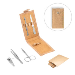 ZENA Set manicure in sughero con accessori in acciaio inox-MK-94897