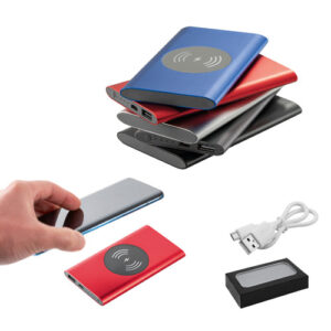 CASSINI Power bank da 4.000 mAh con caricatore wireless da 5W in alluminio riciclato (100% rAL)-MK-97078