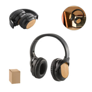 GOULD Cuffie wireless pieghevoli con durata della batteria di 5 ore in bambù e ABS-MK-97126