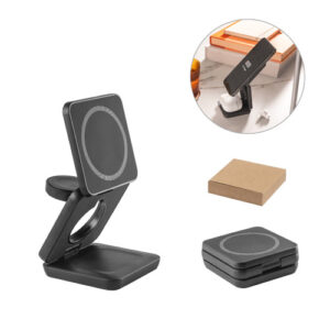 BROGLIE Caricatore wireless magnetico superveloce 3-in-1 da 15W in ABS riciclato (100% rABS)-MK-97169