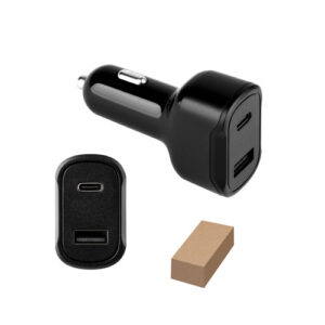 DIRAC Adattatore per accendisigari con porta USB-A 18W e USB-C 20W in 100% rABS-MK-97189