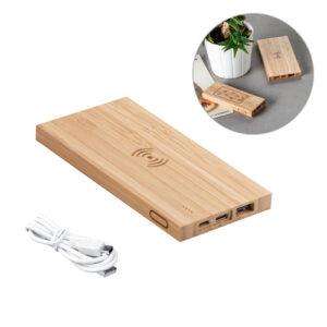 FITCH Power bank da 5.000 mAh con caricatore wireless da 5W in bambù-MK-97909